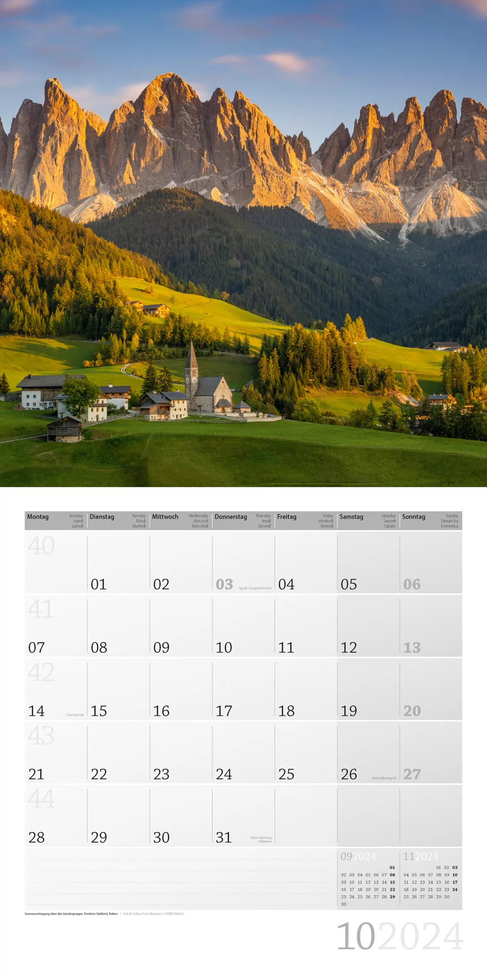 Art12 Collection Kalender Alpen 2024 - 30x30 - Innenansicht 10