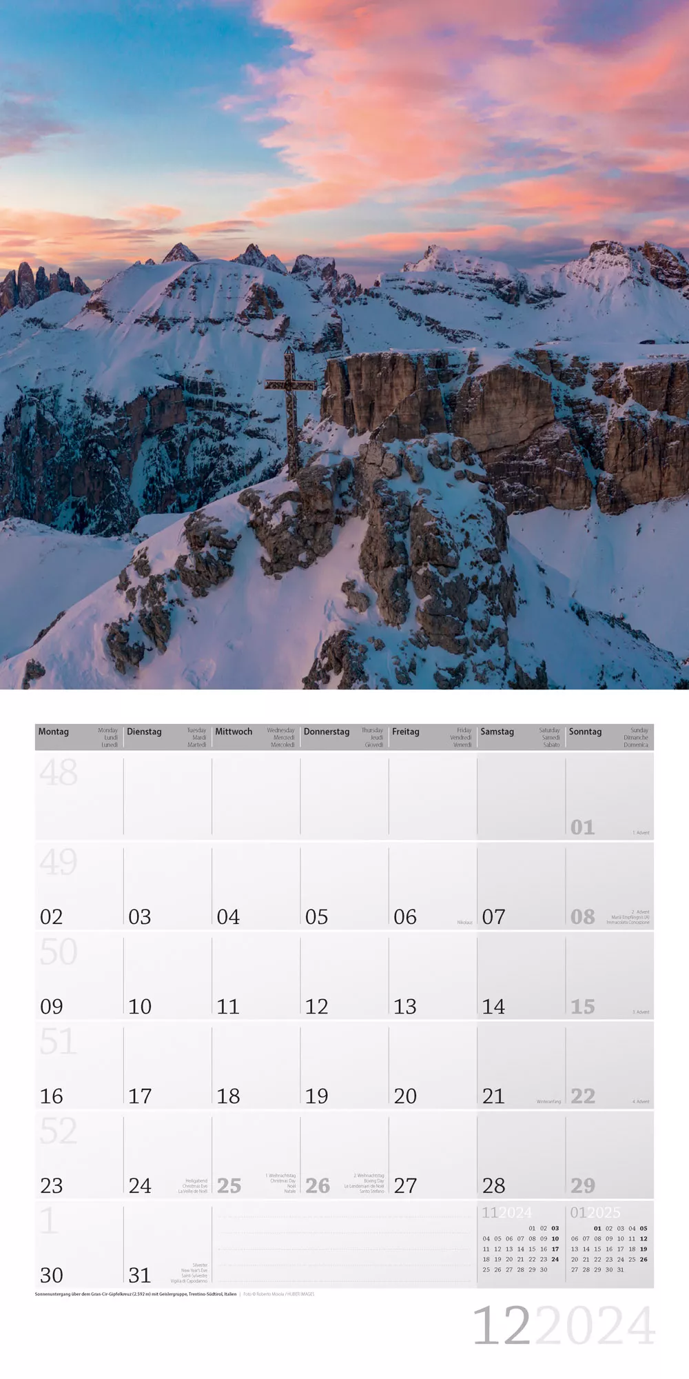 Art12 Collection Kalender Alpen 2024 - 30x30 - Innenansicht 12