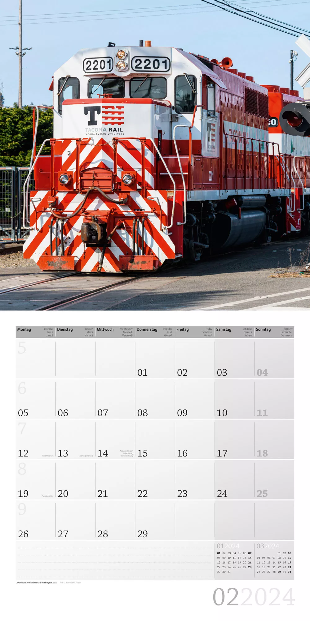 Art12 Collection Kalender Lokomotiven 2024 - 30x30 - Innenansicht 02