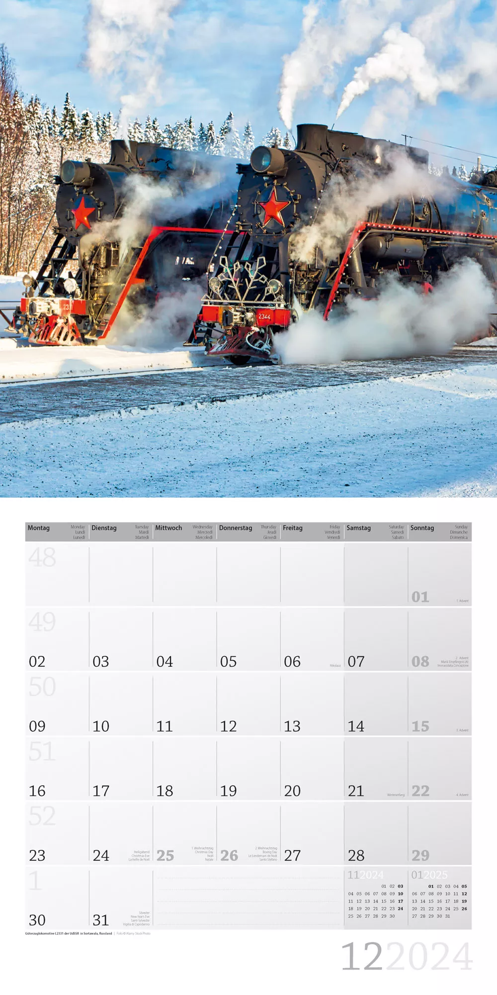 Art12 Collection Kalender Lokomotiven 2024 - 30x30 - Innenansicht 12