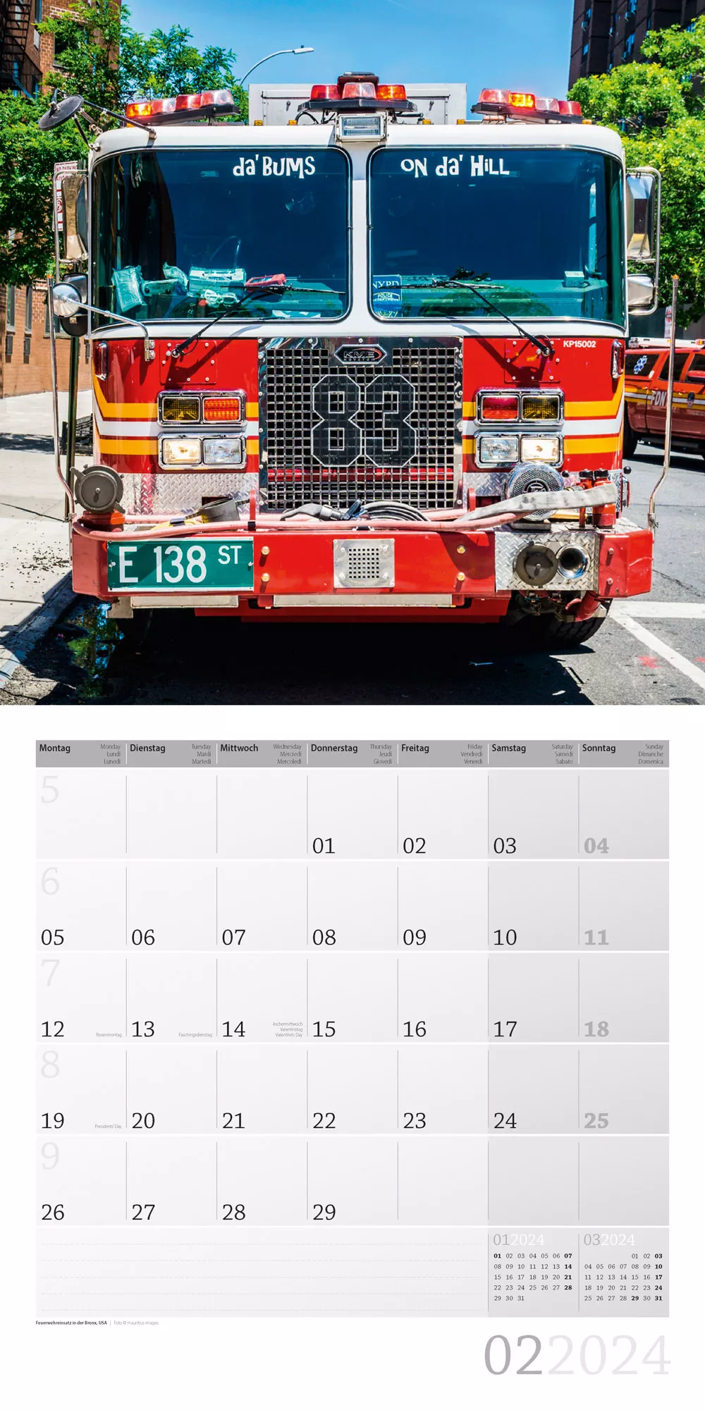 Art12 Collection Kalender Feuerwehr 2024 - 30x30 - Innenansicht 02