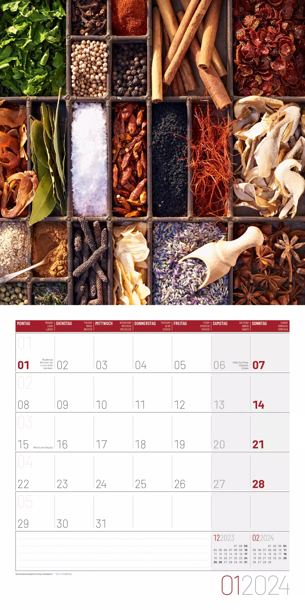 Art12 Collection Kalender Food 2024 - 30x30 - Innenansicht 01