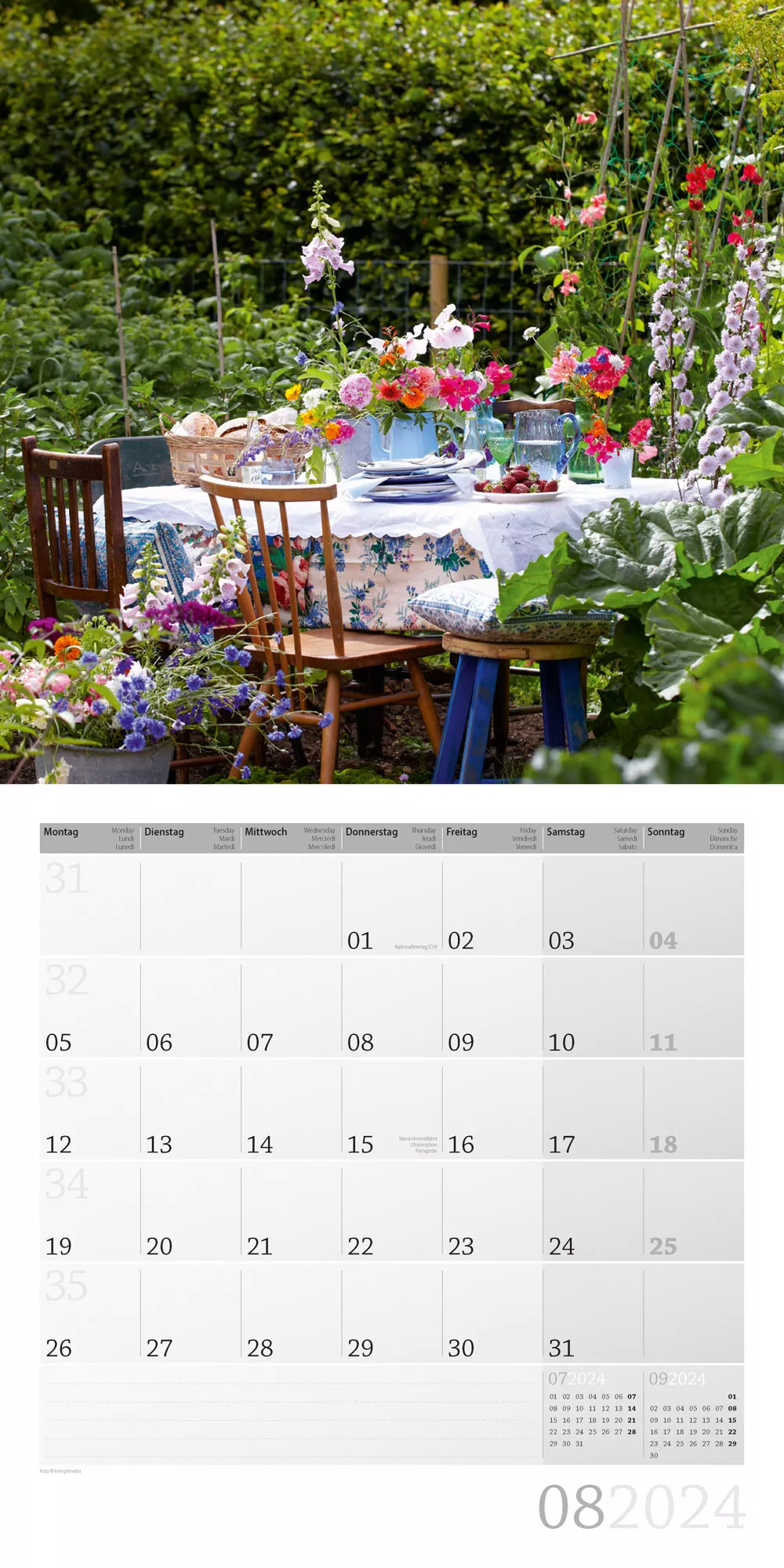 Art12 Collection Kalender In meinem Garten 2024 - 30x30 - Innenansicht 08